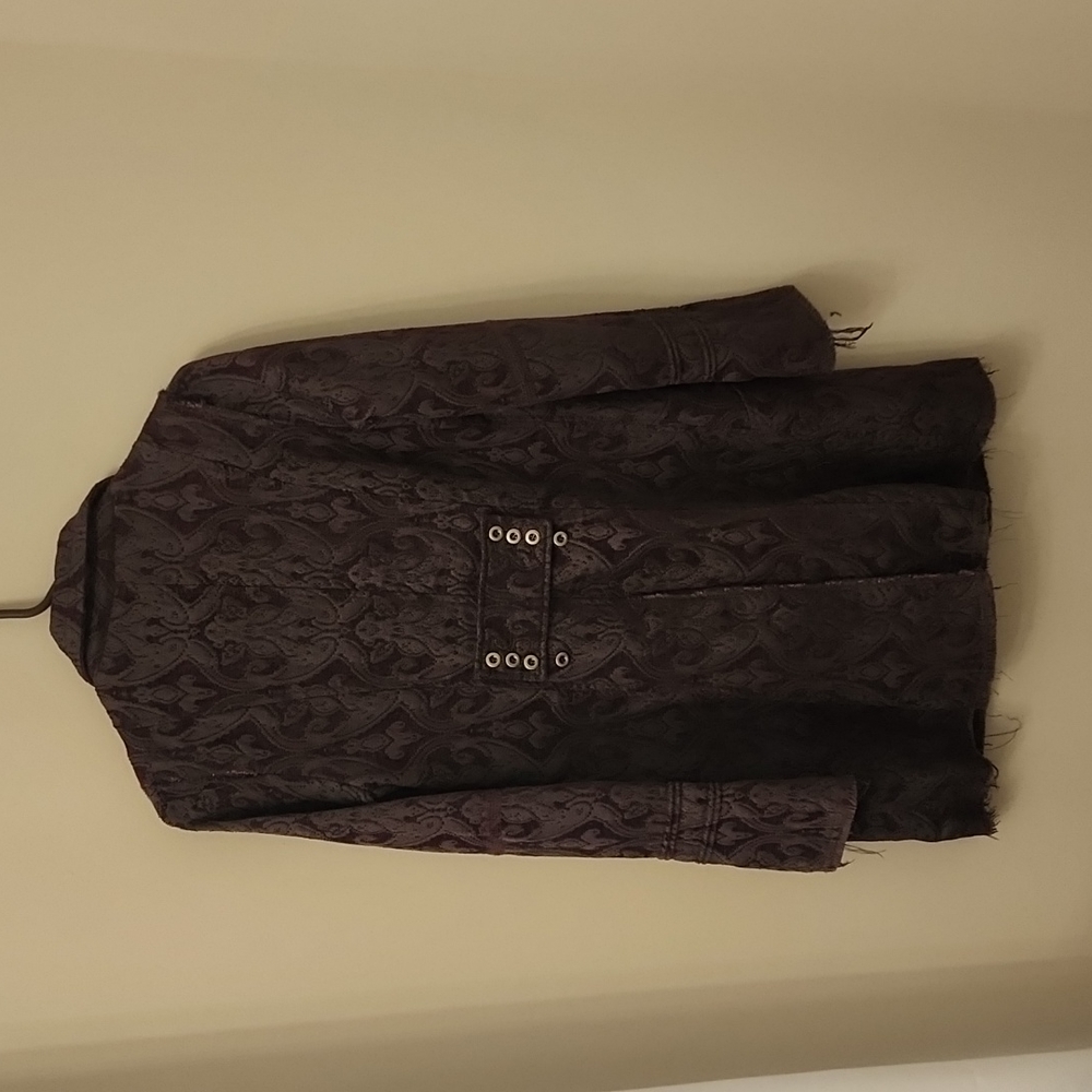 Free People purple and gray tapestry brocade coat